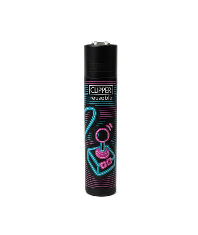 CLIPPER Reusable Lighter - Neon Line Design Black