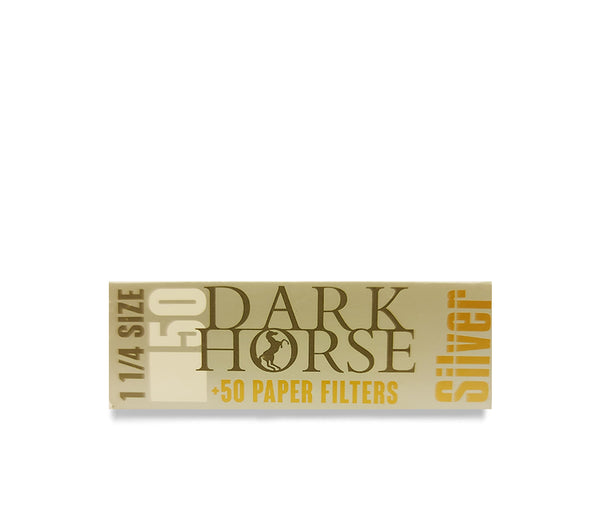 DARK HORSE Silver 1 1/4 SIZE - 50 LEAVES + 50 PAPER FILTERS