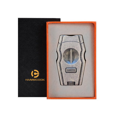 HANNICOOK HAN-006-G CIGAR CUTTER V-CUT & BULLET - SILVER COLOR