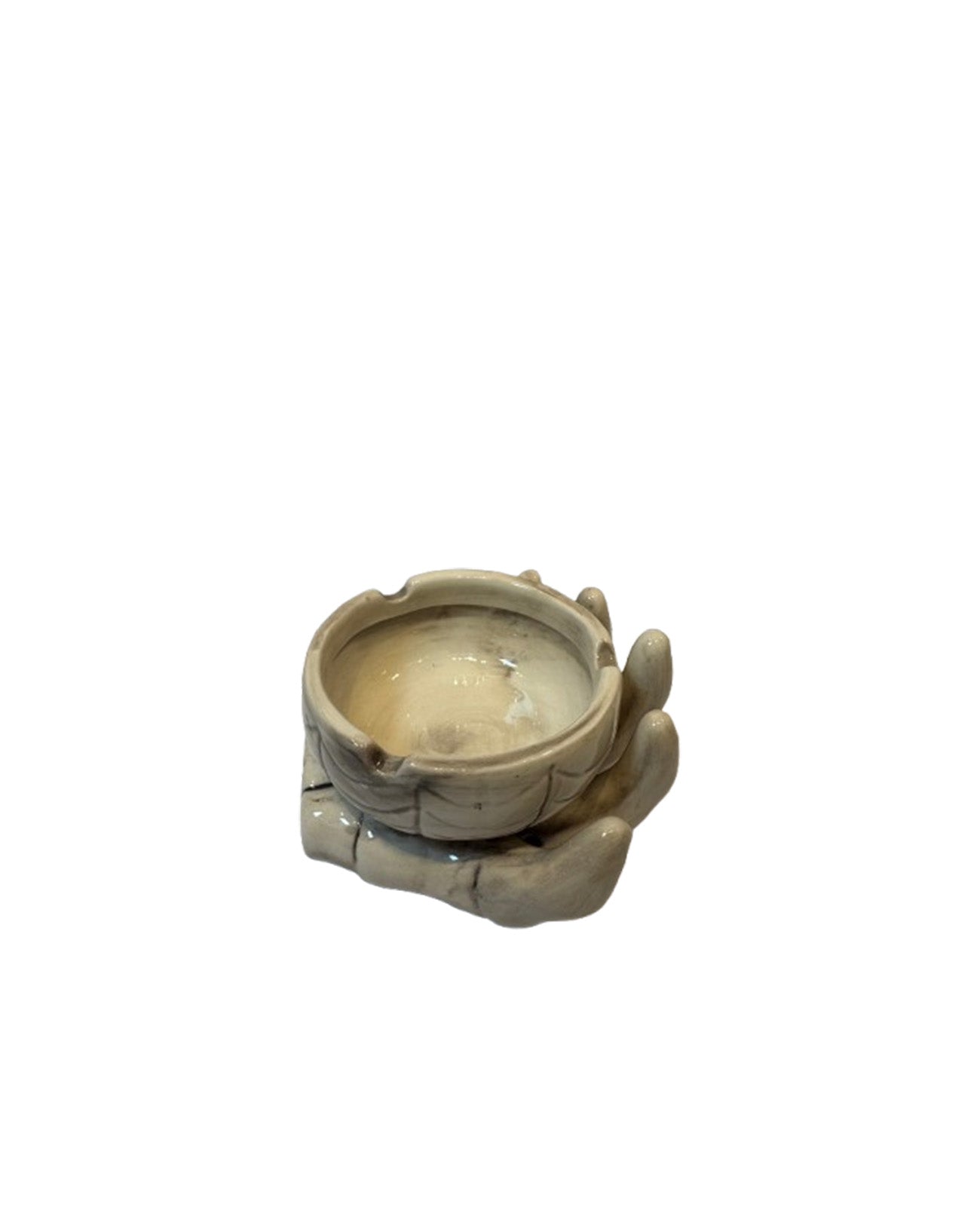 Hand-shaped Ceramic Ashtray - White Color