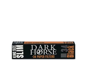 DARK HORSE Black KING SIZE SLIM 34 LEAVES + 34 PAPER FILTERS
