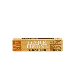 DARK HORSE Brown KING SIZE SLIM 34 LEAVES + 34 PAPER FILTERS